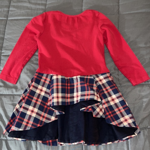 JESSIE AND JAMES LONDON RED BLUE CREAM PLAID LONG SLEEVE RUFFLED DRESS Size 3YR - Picture 2 of 15